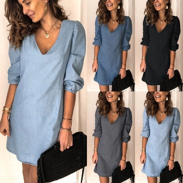Deep V-Neck Sexy All-Match Casual Dress