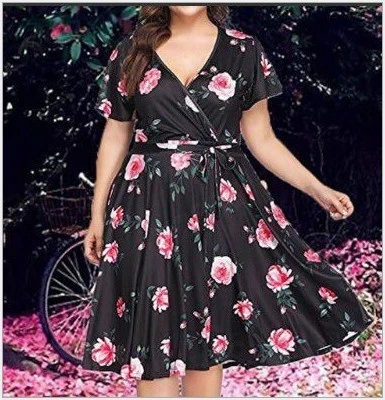 Printed dress plus size women's mid-length skirt