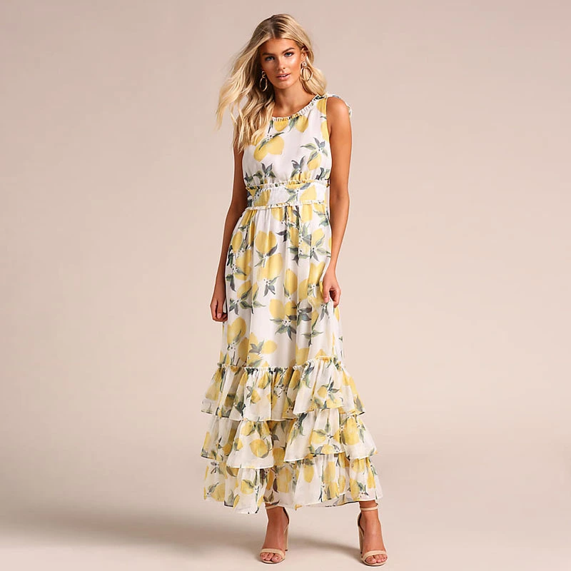 European And American Sexy Sleeveless Printed Dress