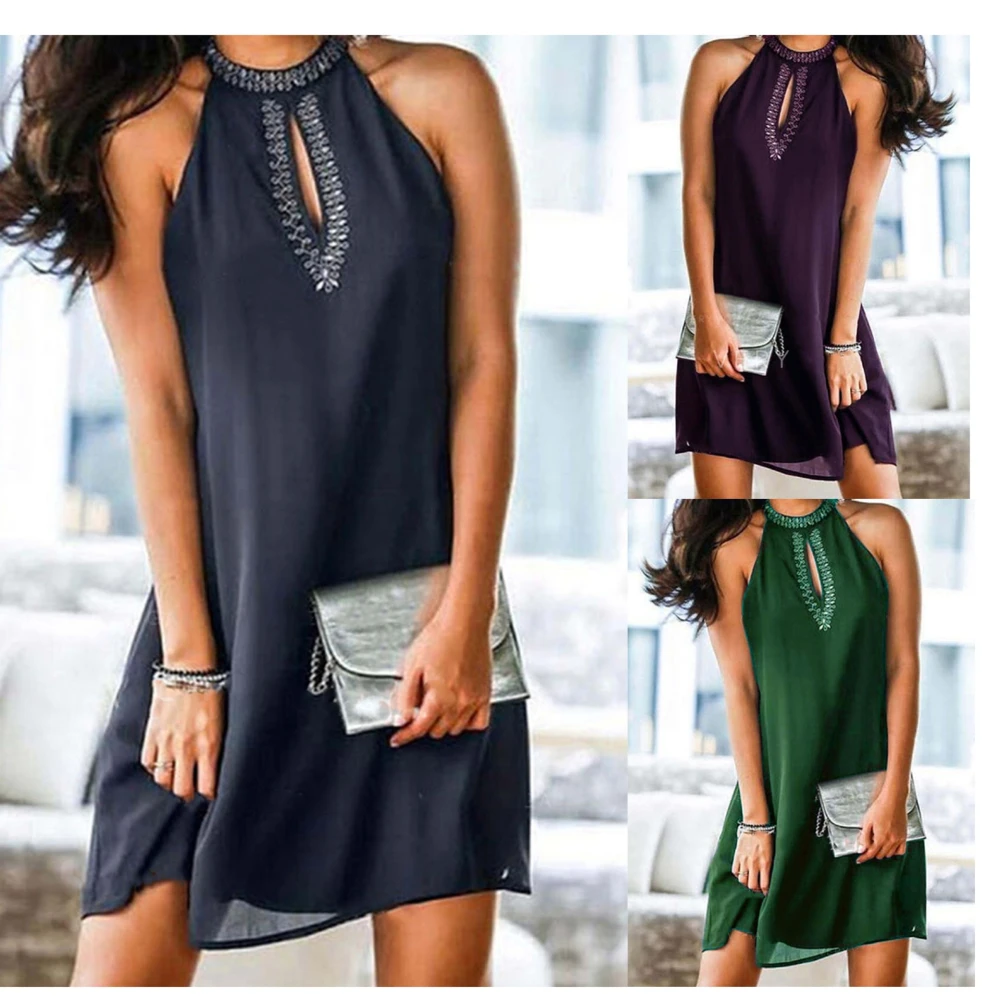 Women's Solid Color Round Neck Strapless Dress
