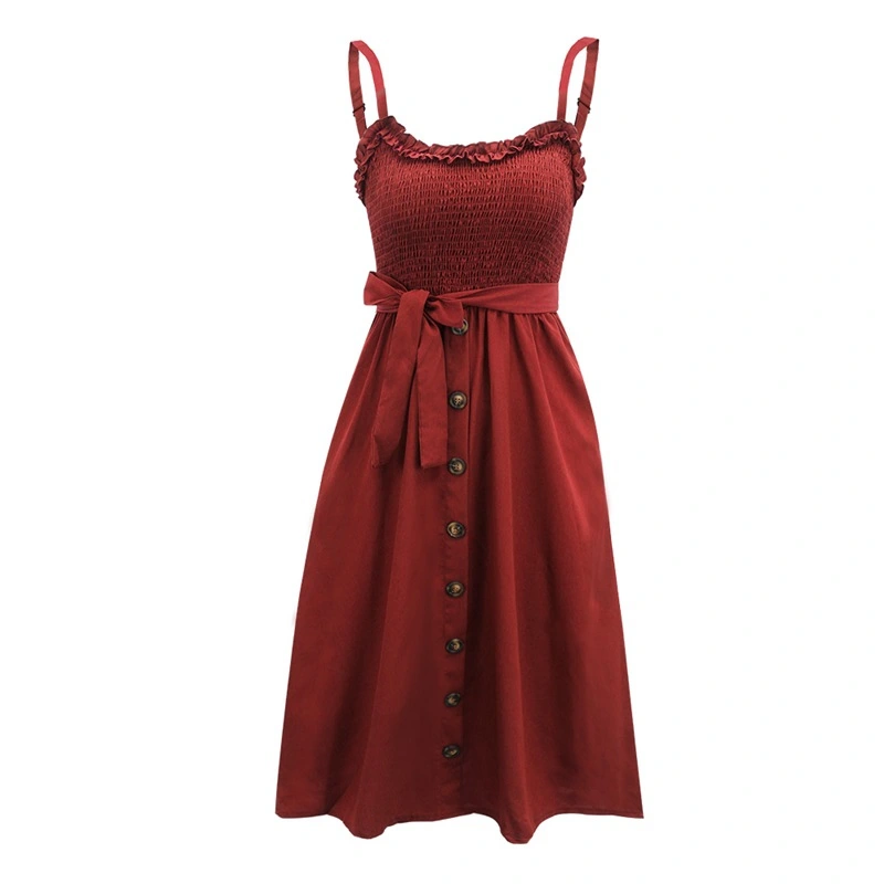 Polka Dot Ruffled Lace Button Suspender Skirt
