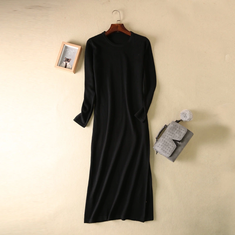 Korean Style Round Neck Slim Sweater Knit Skirt