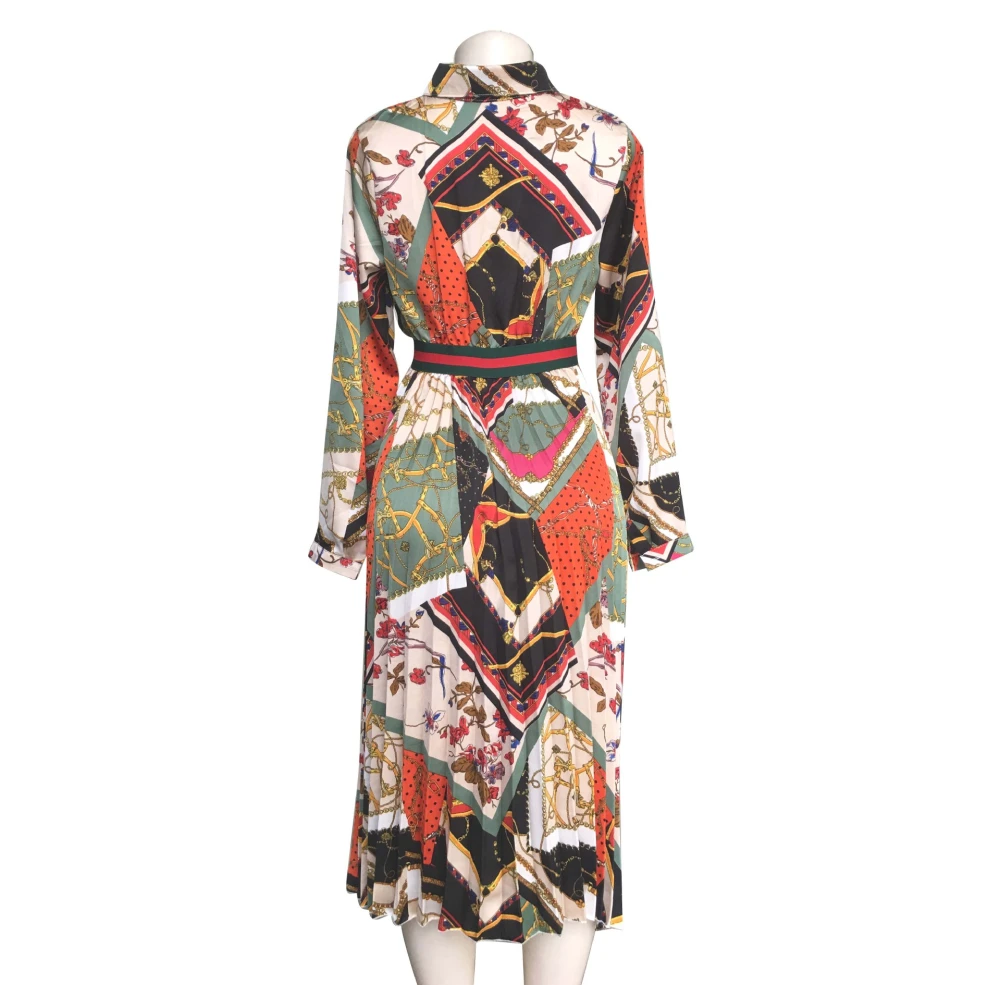 Women's Fashion Shirt Collar Waist Long Skirt