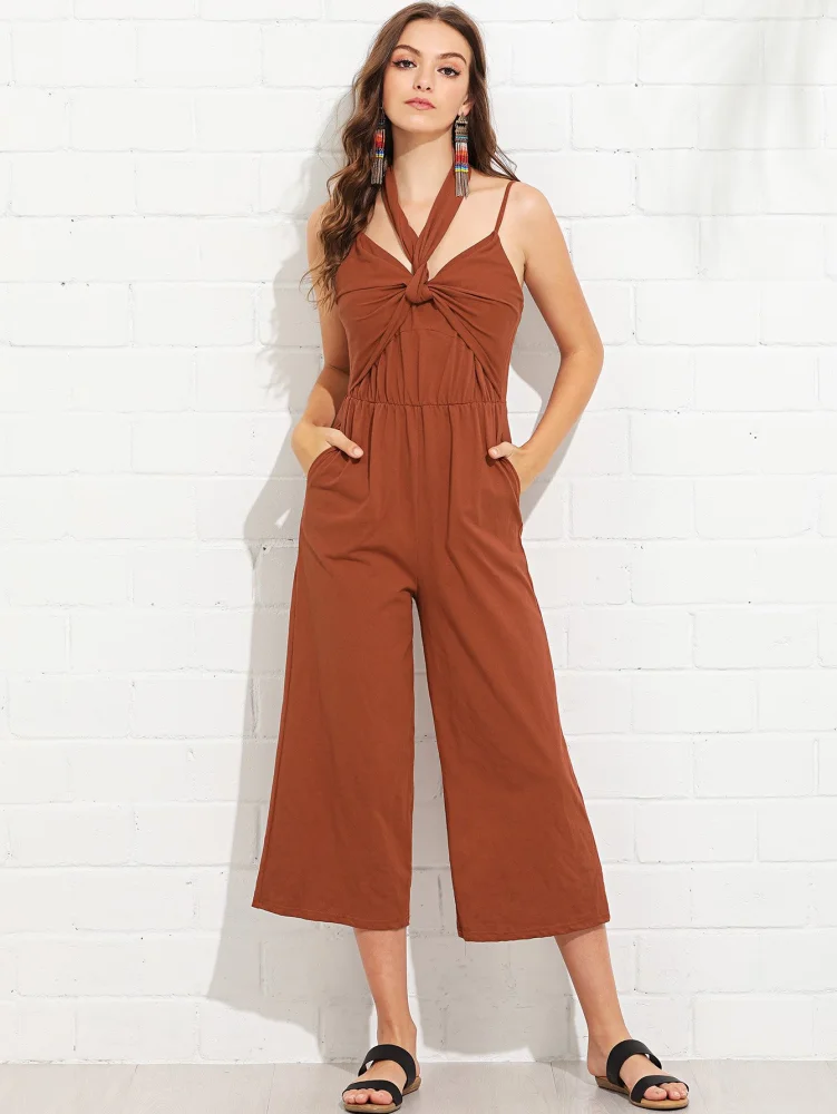 European And American Women's Cropped Trousers Jumpsuit