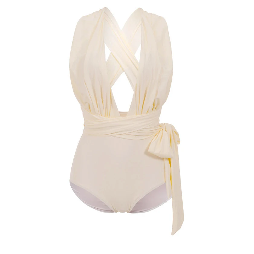 New Korean Ins Net Red Strappy Backless One-Piece Swimsuit Women