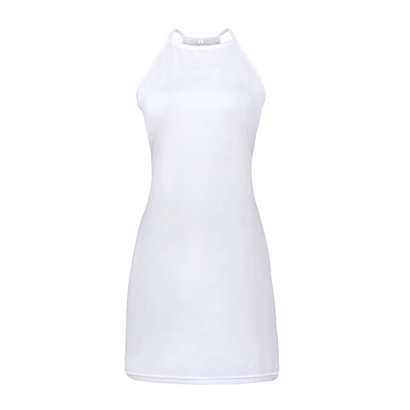 New Round Neck Slim-Fit Vest Skirt Casual White Print Suspenders