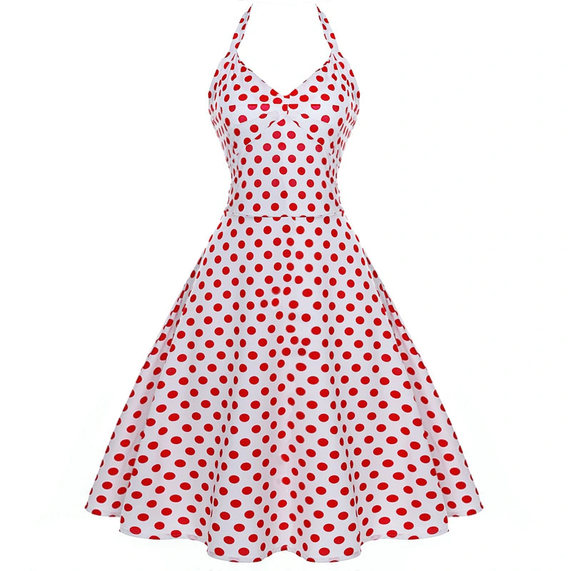 Polka Dot Pettiskirt European And American Halterneck Slim Fit Dress