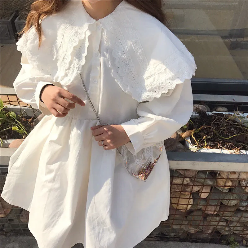 Age-Reducing Doll Collar Skirt Female Temperament All-Match Lace Dress