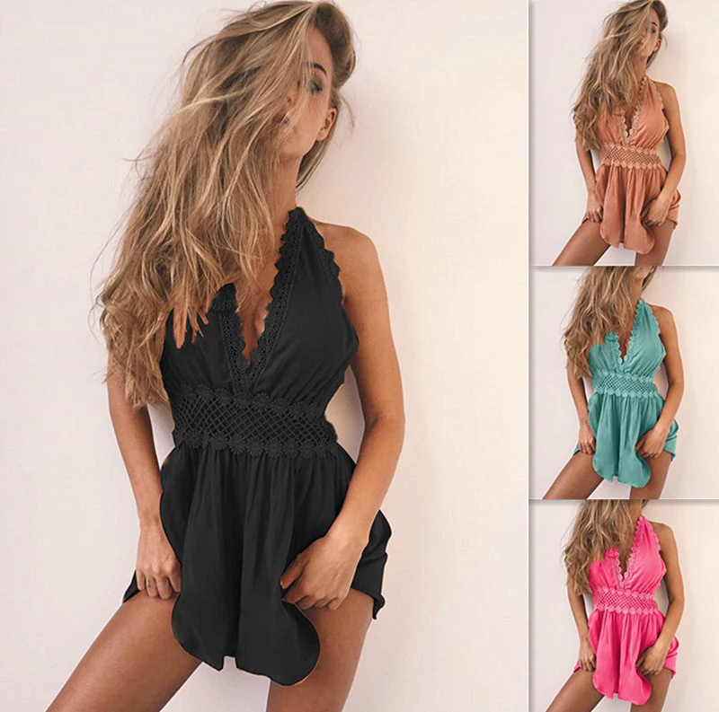 Women's Sexy Lace Stitching Jumpsuit