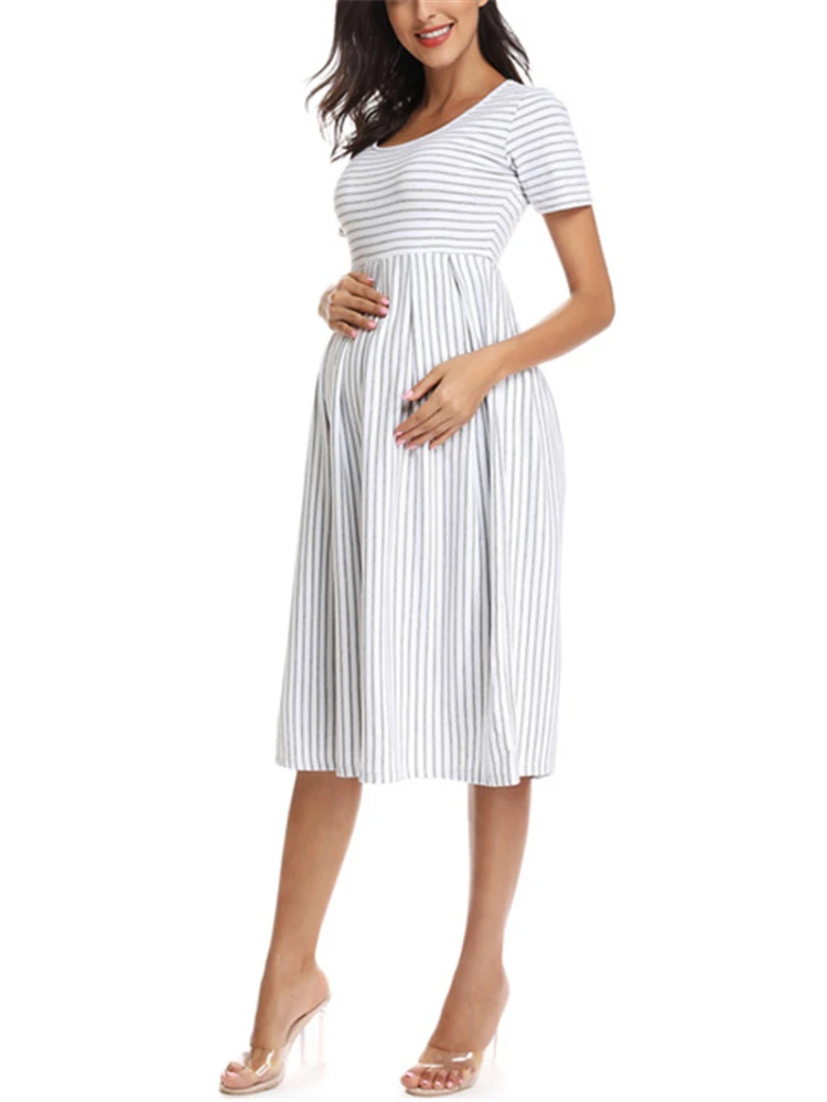 Women's Floral Short Sleeve Loose Maternity Dresses