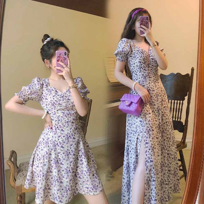 Lightly Cooked, Thin, Large Size French Retro Super Fairy Floral Dress