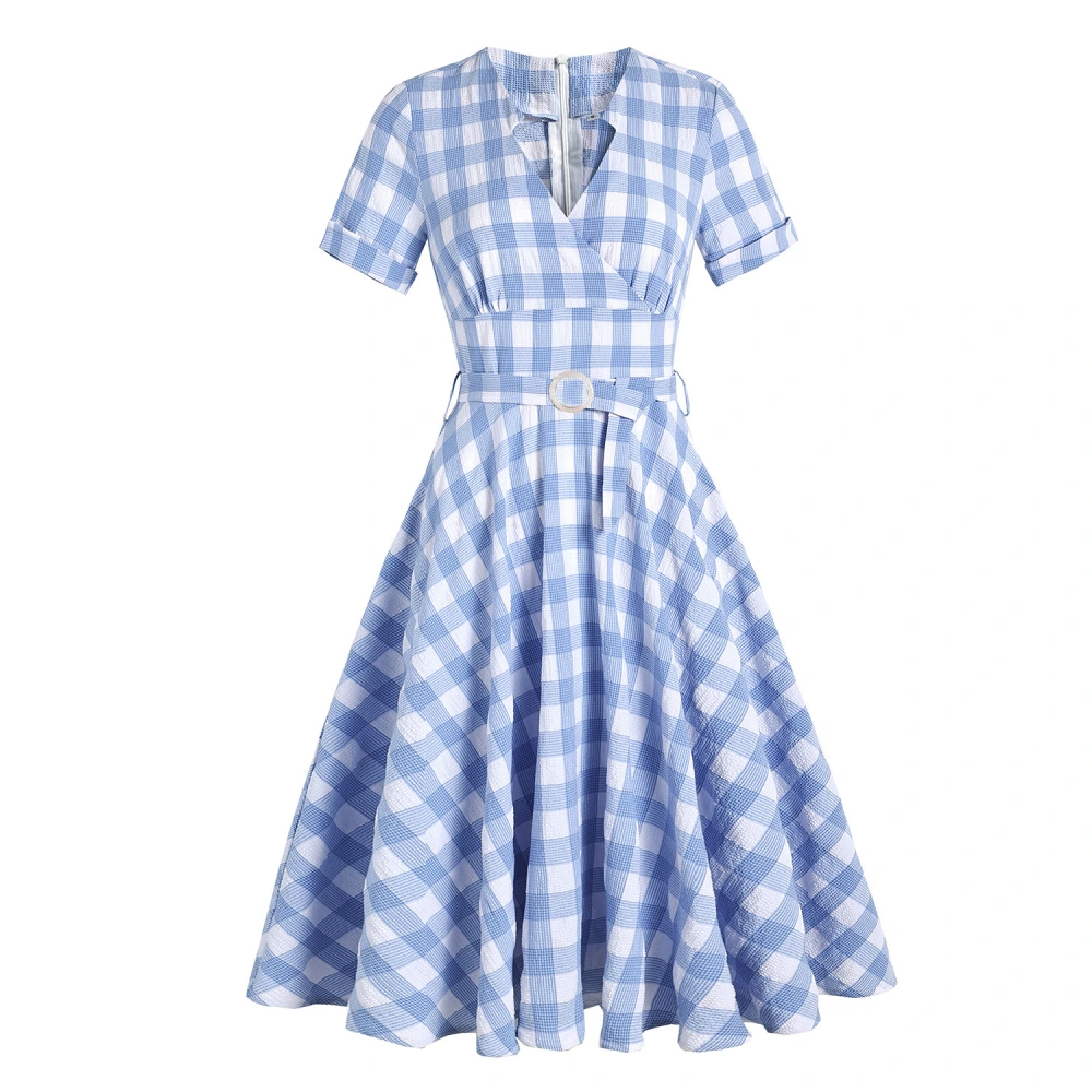 Vintage British V-neck High Waist Dress