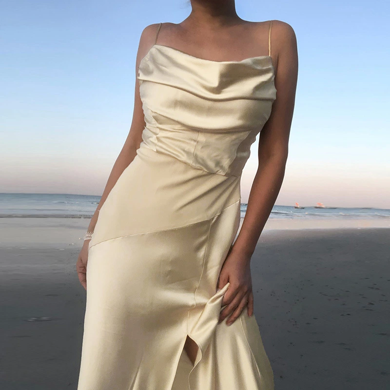 New Satin Slit Sling Skirt Slim Sexy Slit Sling Skirt