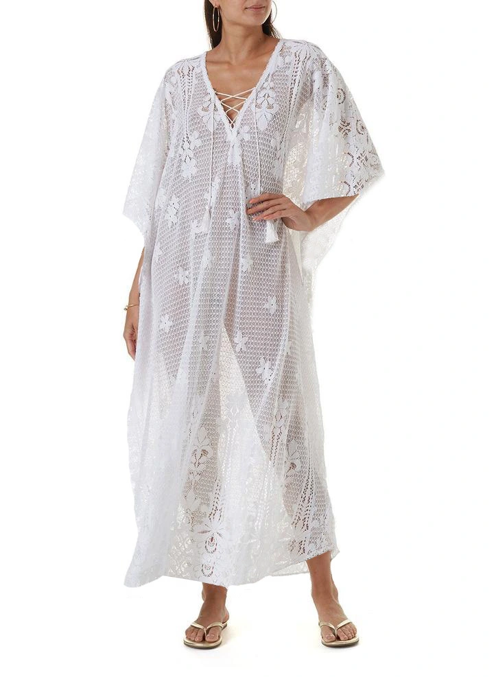 Lace Flower Bikini Blouse Beach Long Skirt Holiday Sun Protection Shirt