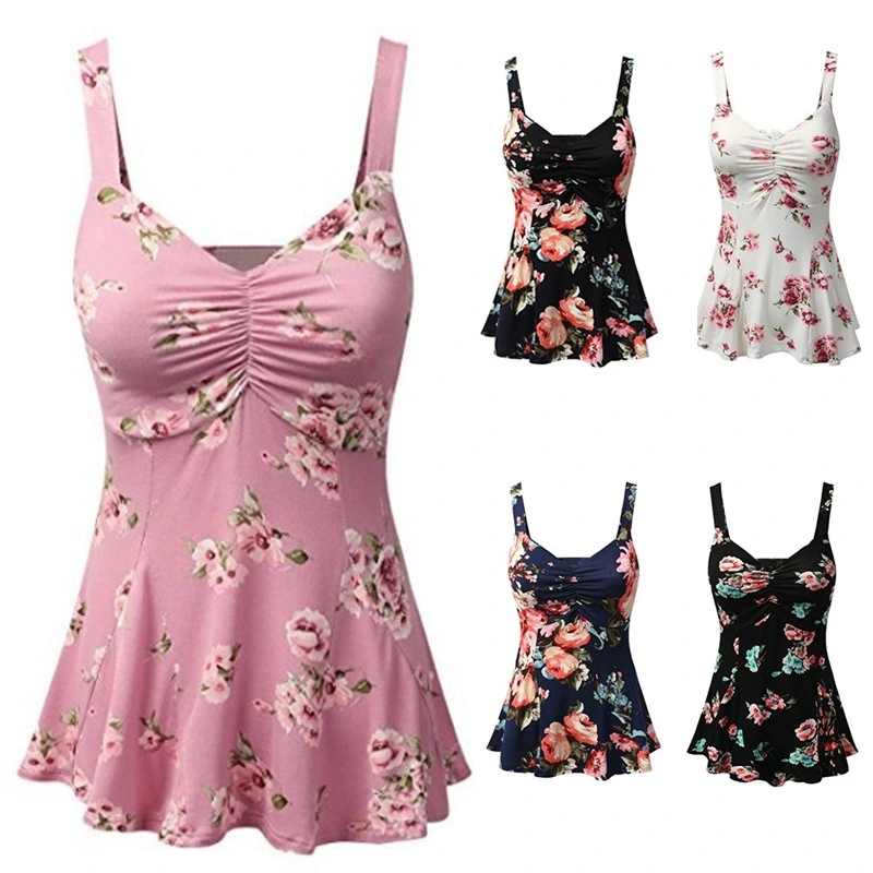 European And American New Fashion Women'S Wrapped Chest Printed Pleated Jumpsuit Short Skirt