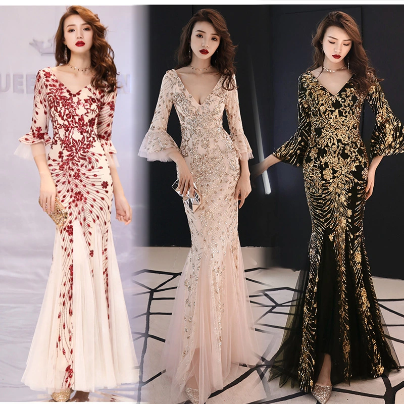 Elegant Atmosphere Sexy Fish Tail Annual Meeting Host Dress