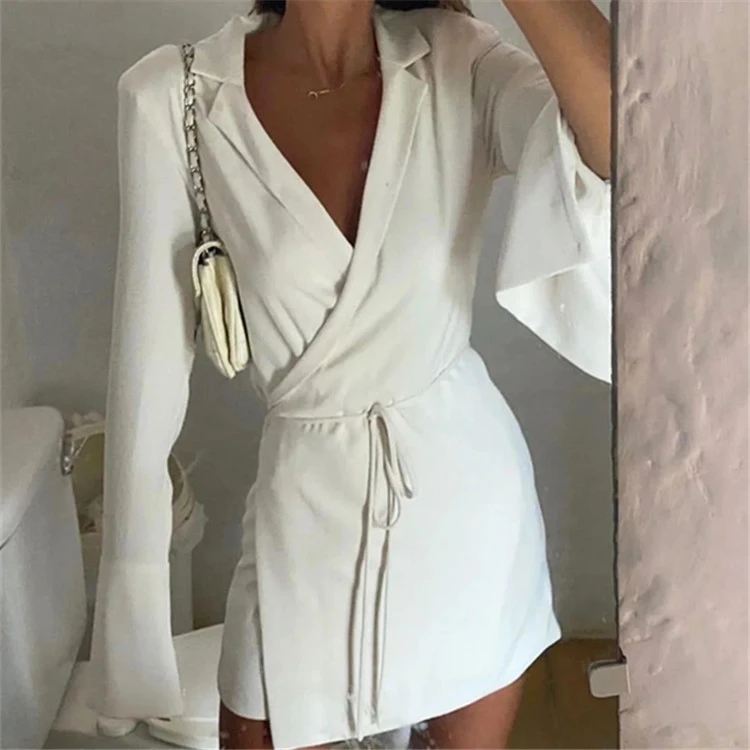 Korean Version Of The Dress Light Ripe Sexy Suit Collar Long Sleeves Shirt