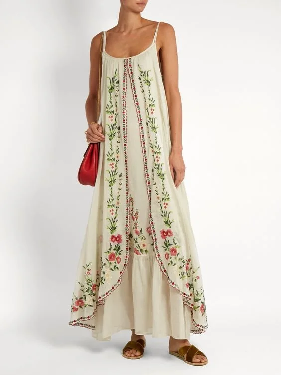 Women's Stand-alone Sling Strapless Tube Top Printing Big Hem Loose Dress Long Skirt