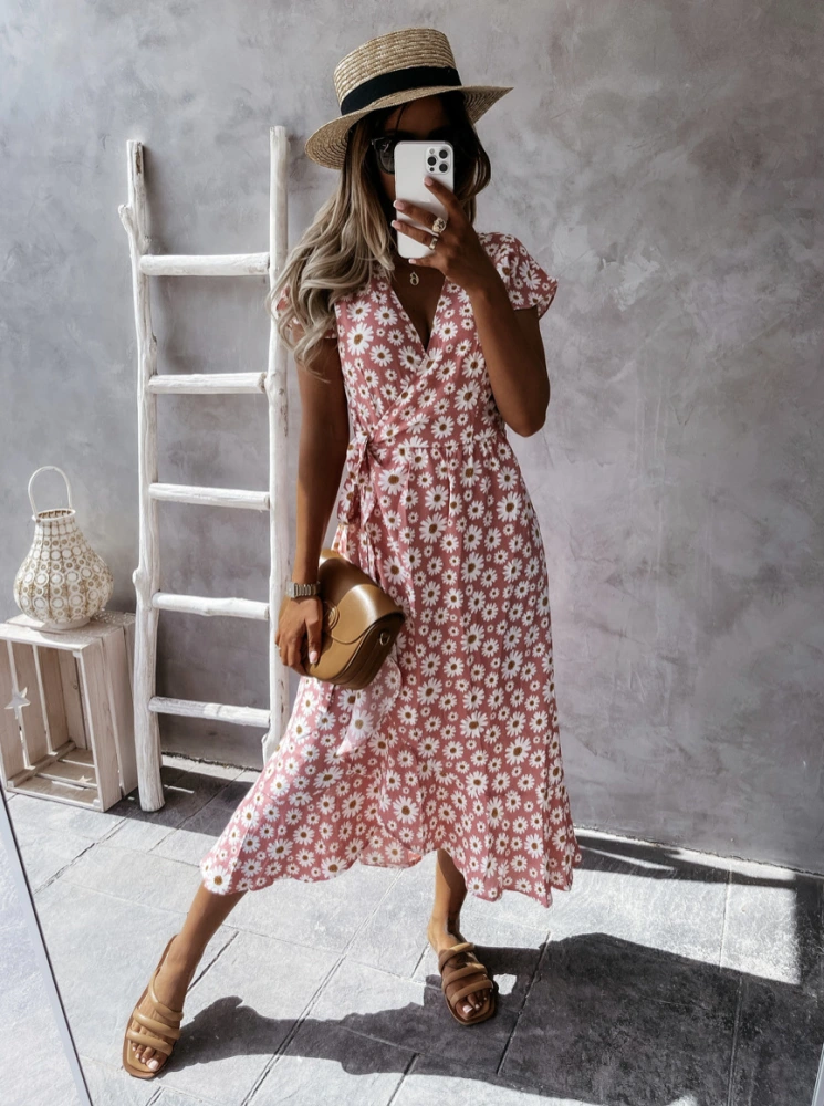 Lace-up Irregular Mid-length Dress