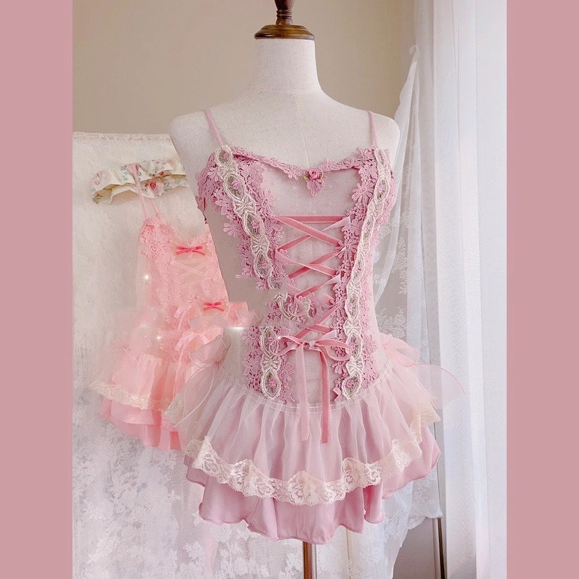 Original Hand-made Retro Embroidery Snow Gauze Bow Sling