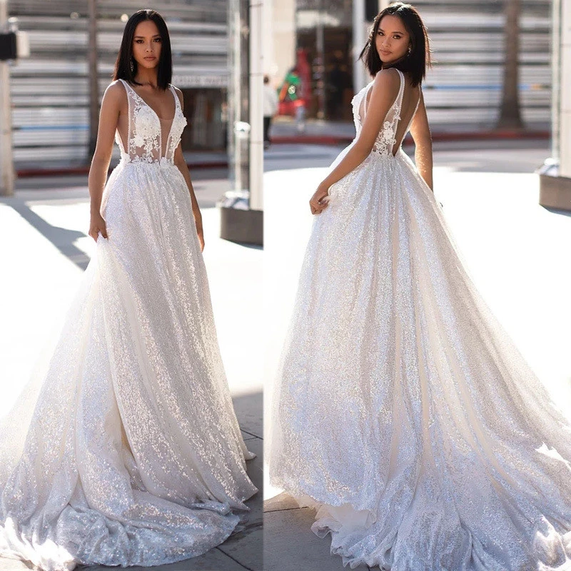 European And American Women's Deep V Backless Long Dress