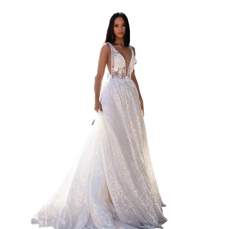 European And American Women's Deep V Backless Long Dress