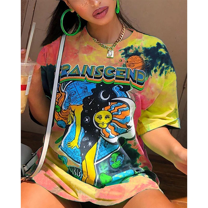 High Street Oversized T-shirt Women Summer Y2K Clothes Plus Size Short