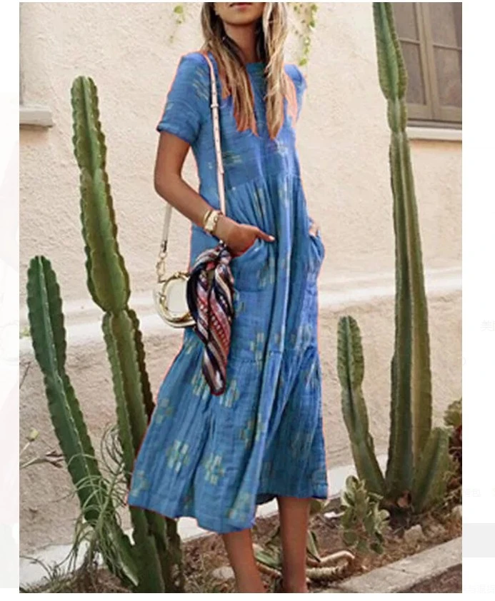 Bohemian Dress Holiday Print Women's Clothing