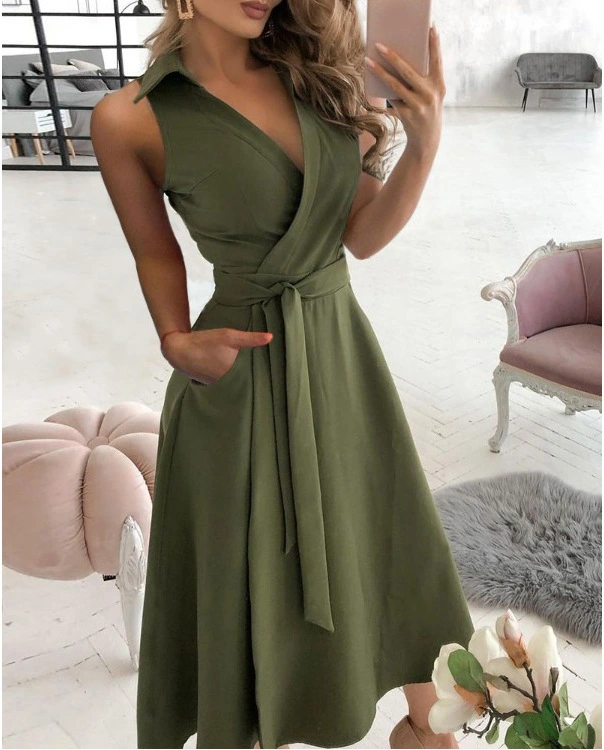 Fashionable V Neck Printed Packed Hip Dress Women