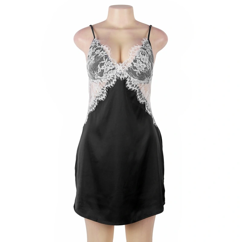 Foreign Trade Sexy Simulation Silk Lace Pajamas Temptation Strap