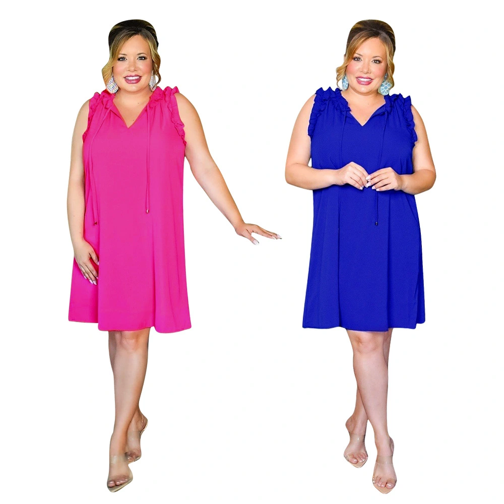 Large Size Dress With Wooden Ear Cuffs Tie