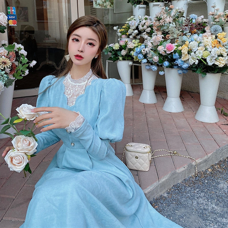 Temperament Long Skirt Bottoming With Corduroy Dress Women