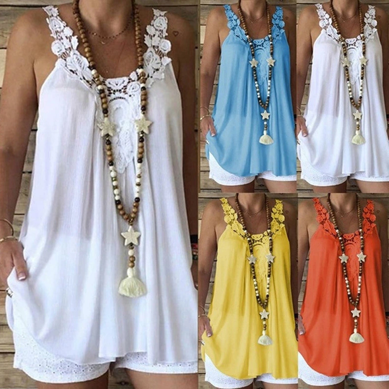 Ladies Suspender Lace Stitching Chiffon Shirt