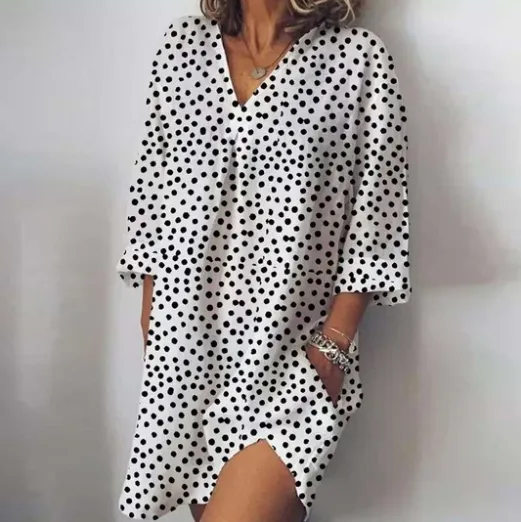Women's Dress V-neck Loose Polka Dots