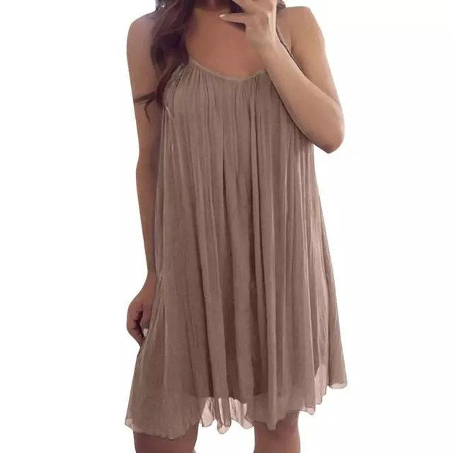 Womens Plus Size Chiffon Vest Mini Dress