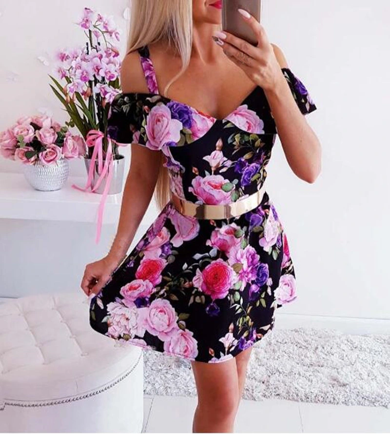 Waist V-neck Strapless Off-the-shoulder Dress
