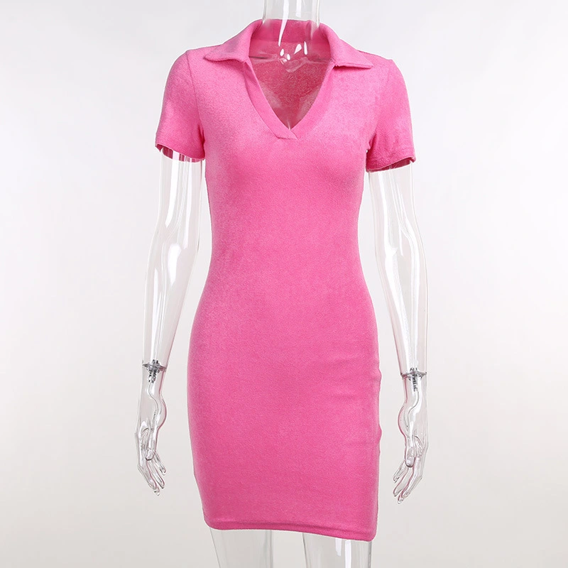 Polo Neckline Chest Bag Hip Dress