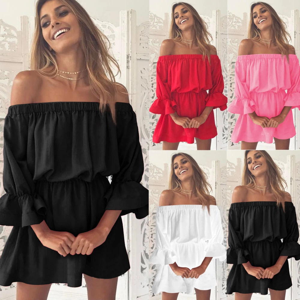 Women's Short Skirt Stretched All-around One-shoulder Dress