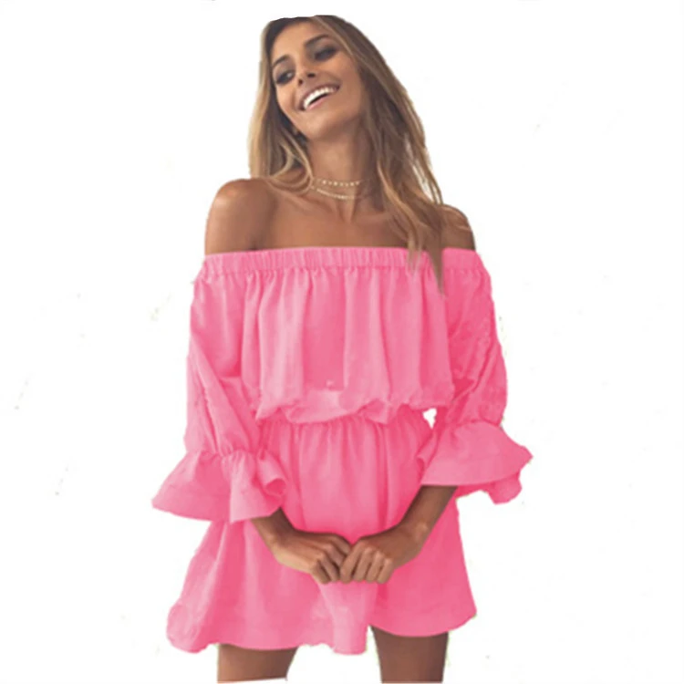 Women's Short Skirt Stretched All-around One-shoulder Dress