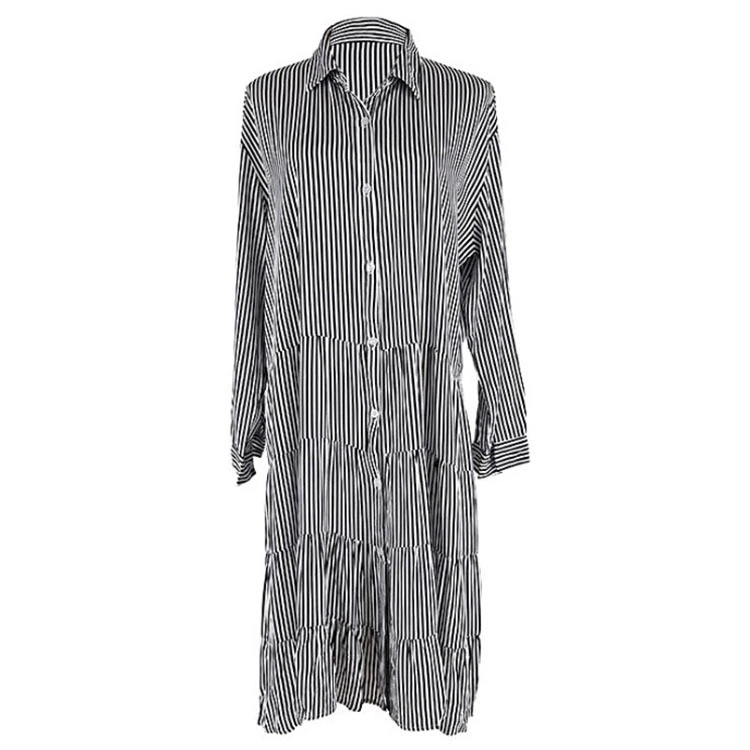 Black And White Striped Single-Breasted Beach Blouse Sexy Cardigan