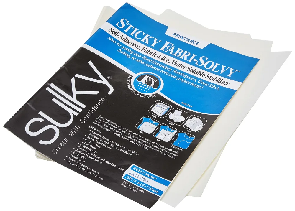 Sulky Sticky Fabri-Solvy Stabilizer 12/Pkg - 8.5"X11"