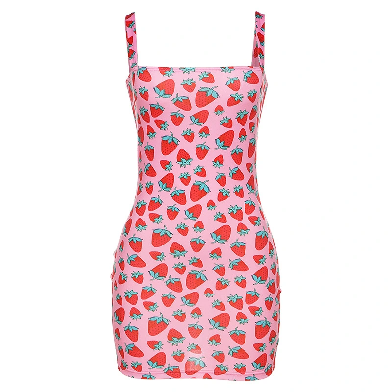 Foreign Trade Hot Style Spring And Summer New Product Ins Net Red Hot Style Fashion Digital Printing Sling High Waist Dress