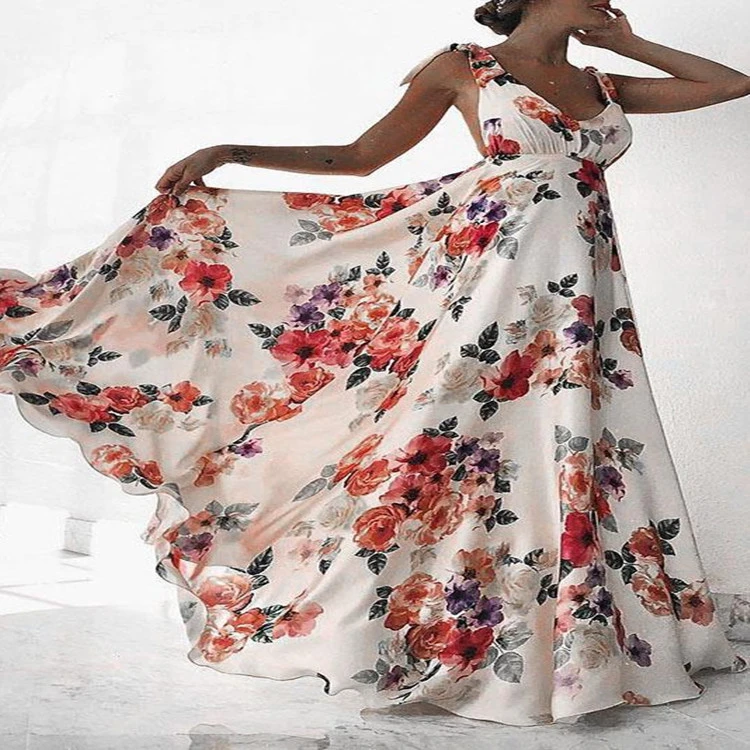 Sexy Sleeveless Dress With Super Print Suspenders
