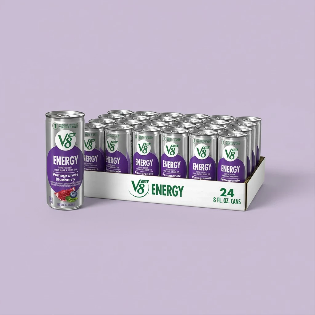 V8 +Energy Pomegranate Blueberry Juice Energy Drink, 8 fl oz Can (24 Pack)