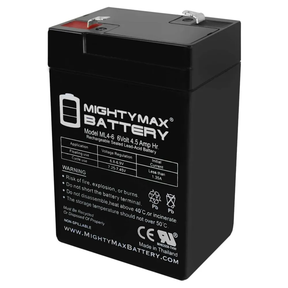 Mighty Max Battery ML4-6 - 6V 4.5AH SLA Battery Replaces cp0660 gp645 lcr6v4p hk-3fm4.5 wp4-6