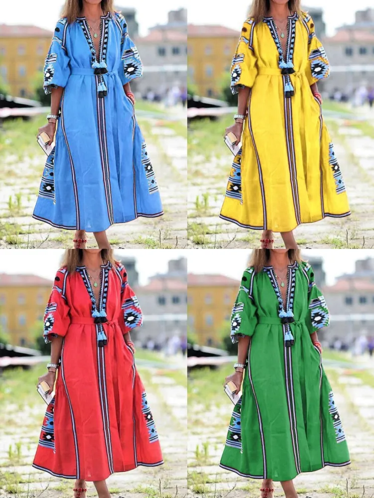 Summer New Female Dress A Word Digital Printing Dress