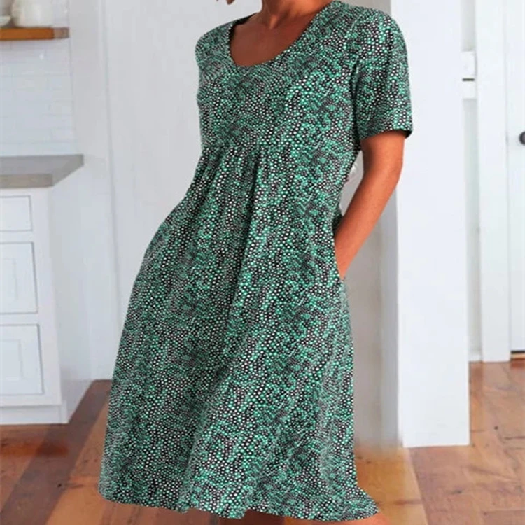 Summer Plus Size Women's Floral Print Midi Dress