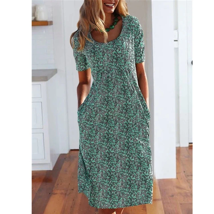 Summer Plus Size Women's Floral Print Midi Dress