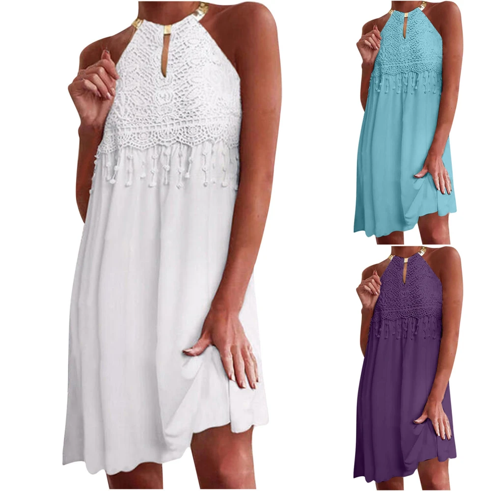 Summer New Style Women's Solid Color Lace Suspenders Dress