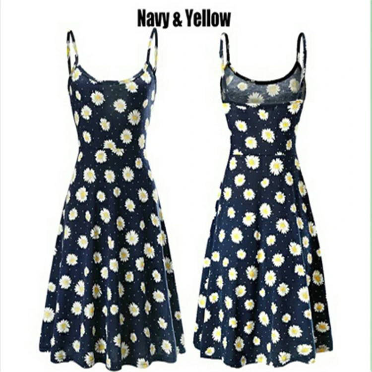 Women's Casual Medium Dress With Sling Print